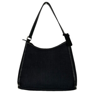 Lauren Ralph Lauren black linen+ leather shoulder bag Preppy Basic Capsule